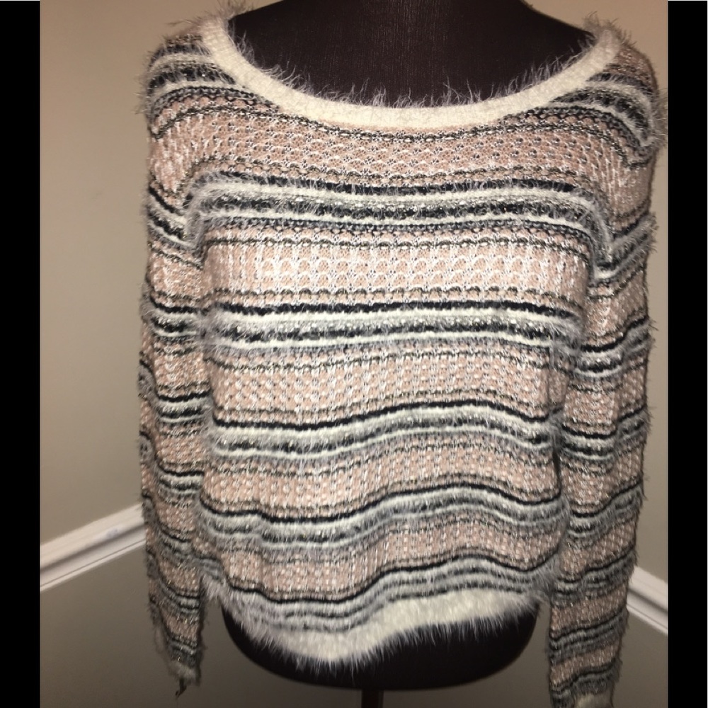 Bethany Mota boho soft furry cropped sweater M